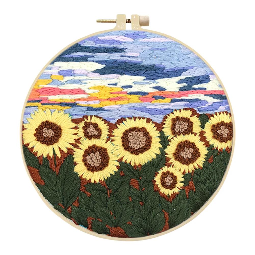 Наборы для вышивания крестом на Хэллоуин с пяльцами, цветной нитью и тканью для начинающих, DIY художественное украшение, наборы для вышивания крестом