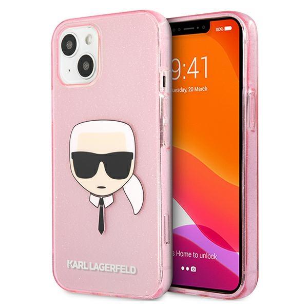 Etui do iPhone 13 mini Karl Lagerfeld Glitter Karl's Head Różowe