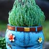 Yousheng Denim Jeans Flower Pot Resin Retro Denim Skirt Flower Pot Home Decor Succulents Planter for Garden Yard Indoor Desk Display
