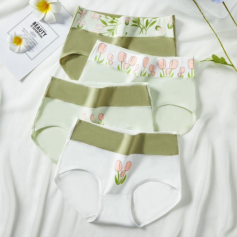 4 шт. хлопковые женские трусики с высокой талией, нижнее белье для похудения, большие размеры, дышащие милые трусики для девочек, мягкое женское белье