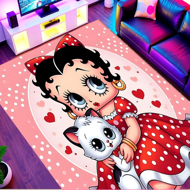 Betty Boop Print Rug, Washable Floor Carpet, For Entryway Dorm Laundry Room Office Study, Home Decor Birthday Christmas Gift
