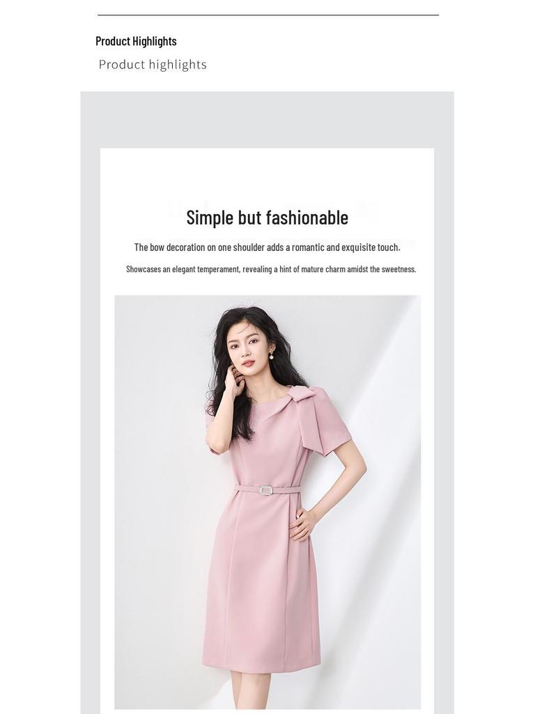 Летнее платье, украшенное бантом в стиле тихой роскоши - Элегантный облегающий талию стиль