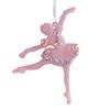 Pink Glitter Christmas Ornaments Acrylic Bow/Bell/Tree/Ballerina Hanging Decorations for Xmas Tree Holiday Party Decor