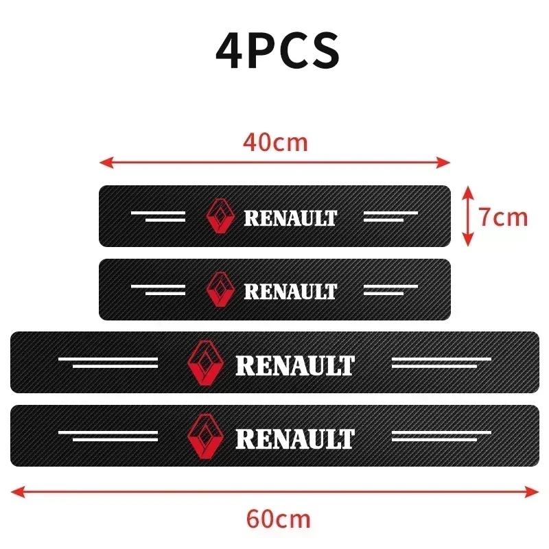 4PCS Carbon Fiber Car Sticker Auto Door Threshold Waterproof stickers For Renault koleos duster megane 2 logan clio Accessories S888