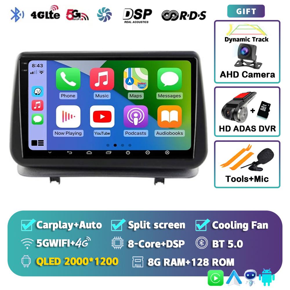 Android 14 Carplay Auto для Renault Clio 3 CLIO 3 2005 - 2014 Автомобильное радио Мультимедиа Навигация GPS Плеер Стерео WiFi+4G BT DSP