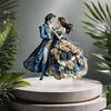 2D 8in Romantic Prince and Princess Dancing Art Sculpture Acrylic Flat Home Table Decoration Couple Party Festival Gift
