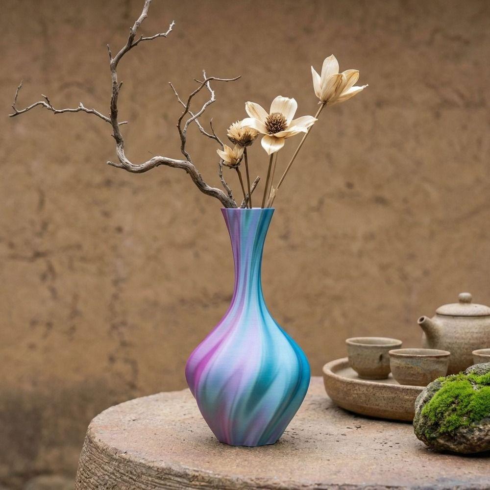 Gradient Color Modern Twisted Flower Bottle Decorative Flowerpot  Home Desktop Decorations