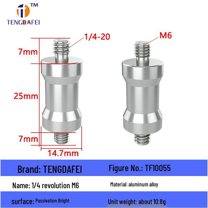 Reversible 1/4" Male To 3/8" Female Adapter for Camera Tripod Ball Head with M4-M8 Conversion Screws