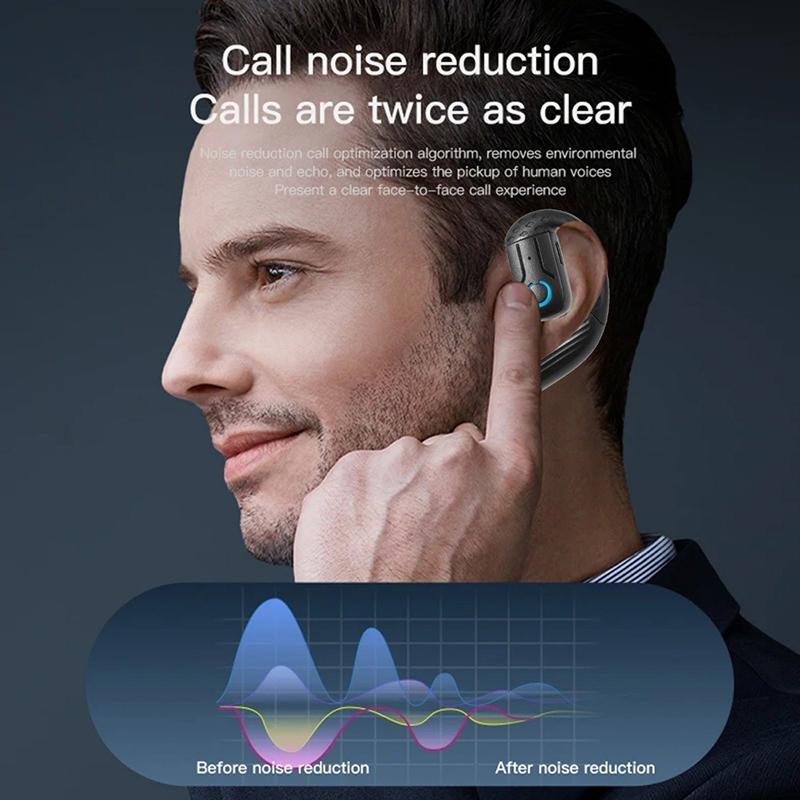 Беспроводная бизнес-гарнитура Bluetooth 5.4 с открытым вращением на 180° и микрофоном, с костной проводимостью, заушным креплением, сенсорным управлением, спортивные Hi-Fi наушники