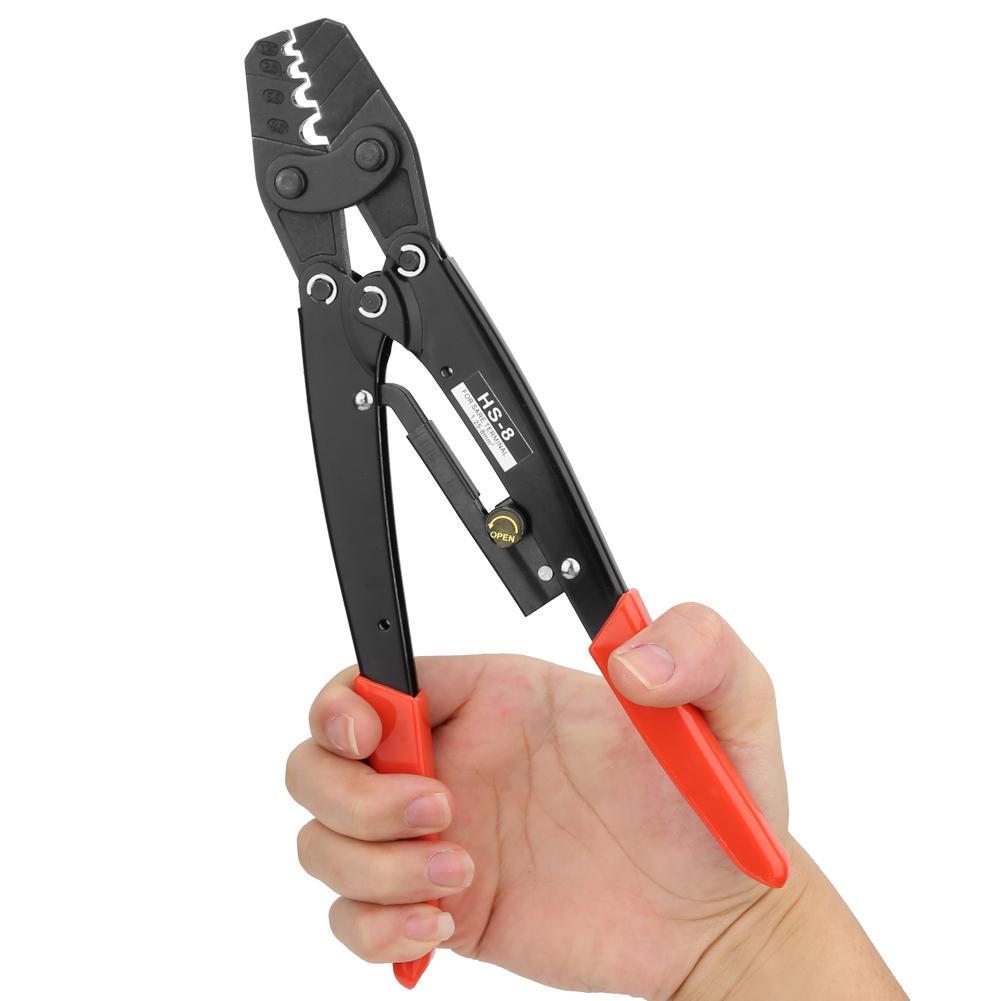 HS-8 Crimper Pliers Hand Crimping Tool 1.25-8mm 17-8AWG for Bare Terminal