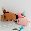 Kawaii Cartoon Creative Pencil Bag Student Capybara Plush Stationery Storage Bag Large Capacity Learning Stationery Supplies