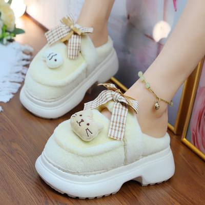 6 см высота толстые зимние тапочки женские теплые дизайнерские кошачьи шлепанцы роскошные хлопковые домашние туфли женские мюли на платформе женская обувь