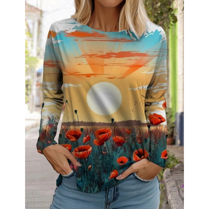 Модная женская футболка с длинным рукавом с цветочным узором, толстовка для девочек в стиле Харадзюку, одежда для взрослых с 3D-принтом в виде бабочки, женские топы, футболки