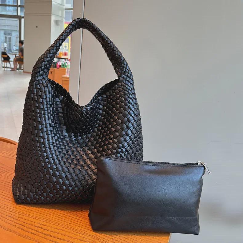 Легкая плетеная сумка-ведро в европейском и американском стиле - большая вместительная сумка и сумка через плечо для женщин