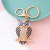 Keychain Pendant 3D Cartoon Owl Design Sparkling Rhinestones Inlaid Enamel Wings Key Chain with Lobster Clasp Key Ring Bags Accessories