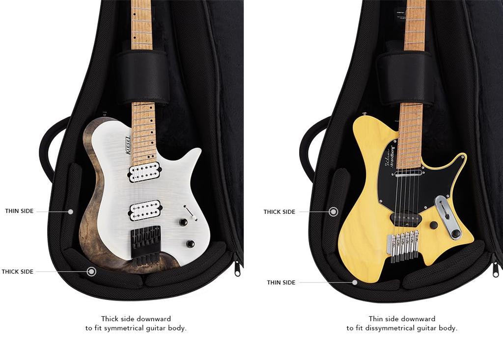 Basiner BRISQ Series Headless Guitar Gig Bag Charcoal Grey (Gig Case) BRISQ-HG