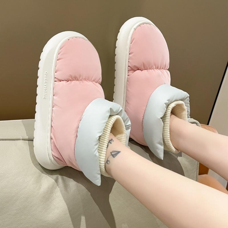 Водонепроницаемые хлопковые тапочки женские осенне-зимние для улицы флисовый термомешок и толстоподошвенные сноубутсы пуховые хлопковые туфли женские зимние