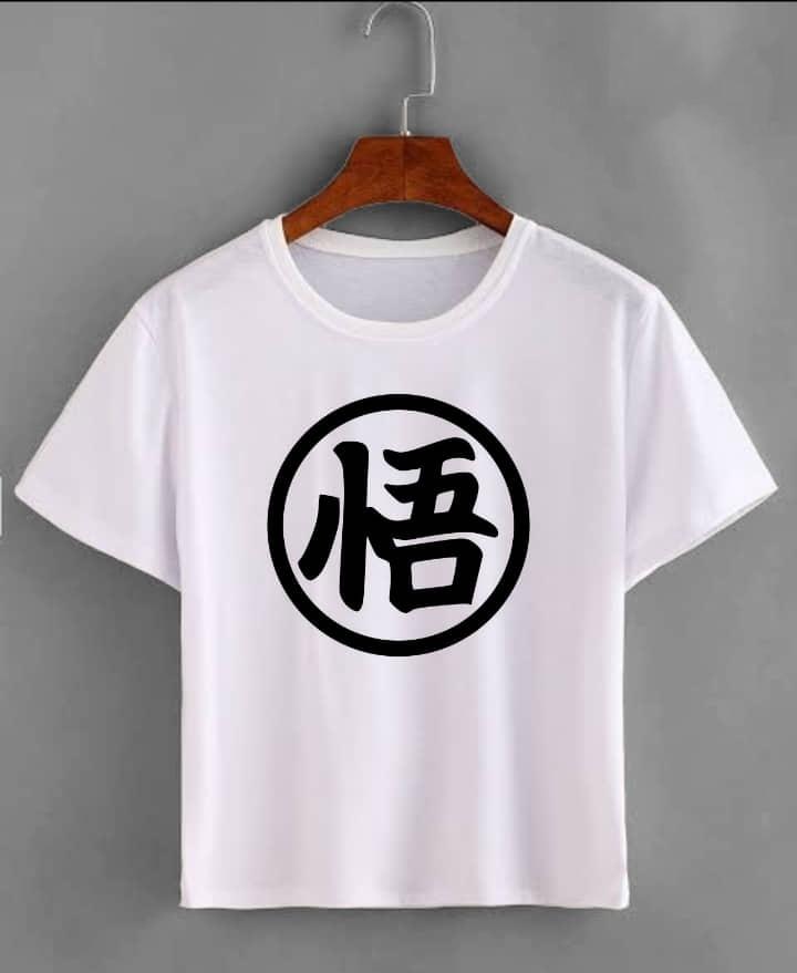 2026 Summer Dragon Ball Kid Goku Unisexs TShirt White Wu Symbol Graphic 100 Cotton Oversized Breathable Casual Short Sleeve Tee