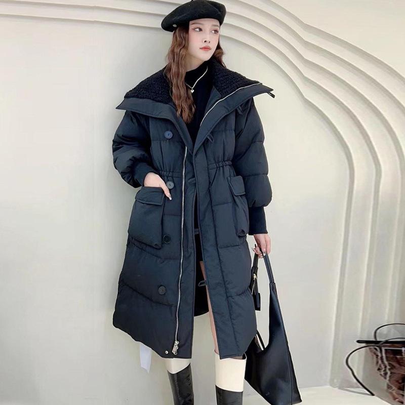 Женская осенне-зимняя свободная пуховая куртка средней и длинной элитной куртки, толстая пуховая куртка на белом утином пуху