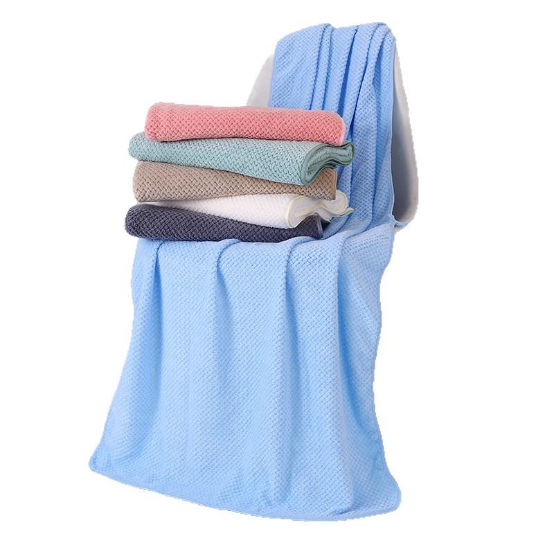 Coral Fleece Quick-Dry Pineapple Grid Bath Towel - Thickened, Enlarged, Absorbent, Non-Shedding
