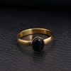 Black Onyx Oval Cabochon Gemstone Ring, Yellow Gold Ring, 925 Silver Ring, Handmade Ring, Stackable Ring, Bezel Ring, Wedding Gift