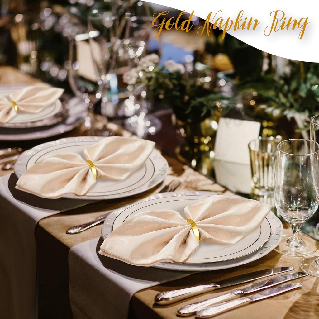 6-Piece Gold Semi-Circle Matte Metal Napkin Rings - Elegant Table Decor for Weddings Christmas Dinner Parties Gifts