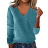 Women's Fashion Loose V-Neck Long Sleeve Bottom Shirt Top Knitted Sweater