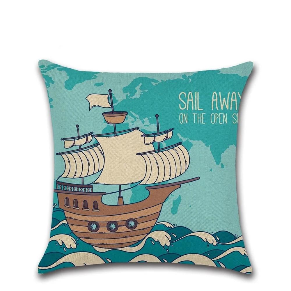 Подушка из хлопка и льна с рисунком морской черепахи и русалки, наволочка для украшения автомобиля, дома, дивана, декоративная наволочка 40018