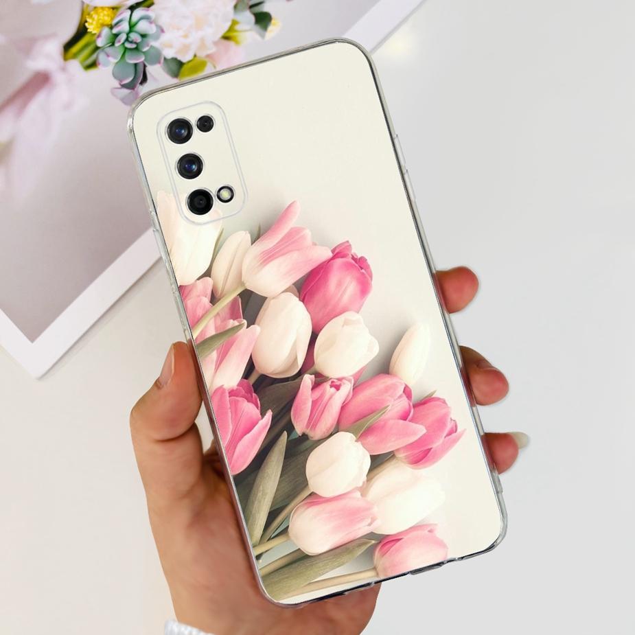 For Realme 7 Pro Case RMX2170 Cute Cat Flowers Painted Cover Clear Silicone Soft TPU Phone Case For Realme 7 Pro Realme7 5G Bags