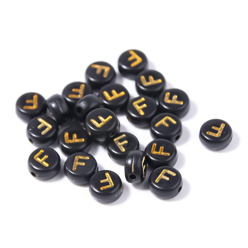 100 шт./лот Круглые Плоские Акриловые Буквы Черные Рассыпные Бусины-Разделители Для Изготовления Украшений Браслет Ожерелье Аксессуары