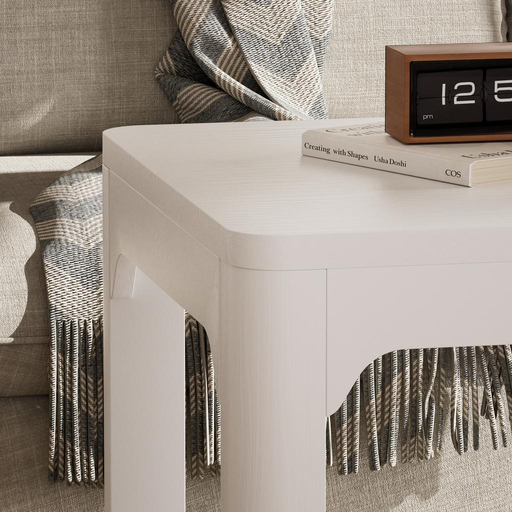 100 cm Long Coffee Table with Two Storage Compartments, 3 cm Thick Tabletop, Suitable for Living and Bedroom, Modern Design, White, 100*50*44.5cm