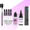 Профессиональный салонный и DIY набор для УФ-наращивания волос - Быстросохнущая УФ-лампа с 30 г клея и растворителем, Полный набор инструментов для незаметного наращивания