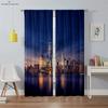 3D-печатные оконные шторы, городское здание, ночной вид, пейзаж, подходит для спальни, гостиной, кухни, украшения, 2 шт.