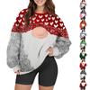 Women's Fashion Casual Long Sleeve Printed Round Neck Woolen Knit Pullover Top