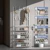 2 In 1 Shoes Clothes Organizer Multipurpose Carbon Steel Coat Rack Space Saving Floor Shoe Shelf Multi-layer Storage Organizer