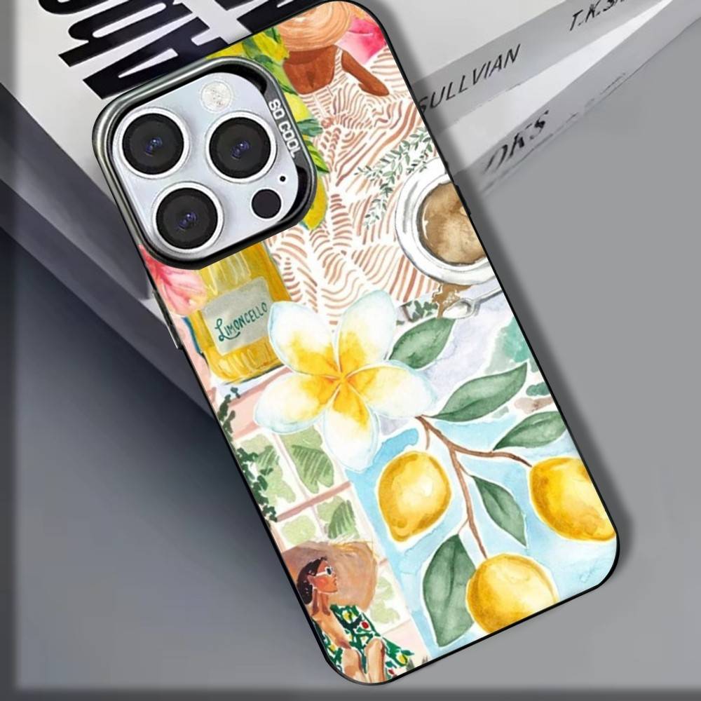 Чехол для телефона "Морской пейзаж с лимонами" для iPhone 16,15,14,13,12,11,8,7,Pro,Max,Plus,Mini,XS,SE, противоударный, матовый