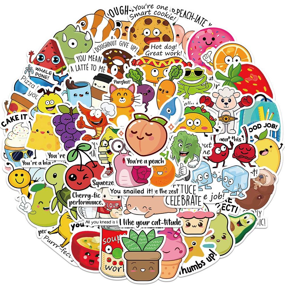 10/50Pcs Funny Kids Preschool Education Stickers Kids Promote Learning Graffiti Kids Toy Skateboard Phone Laptop Luggage Sticker Decals