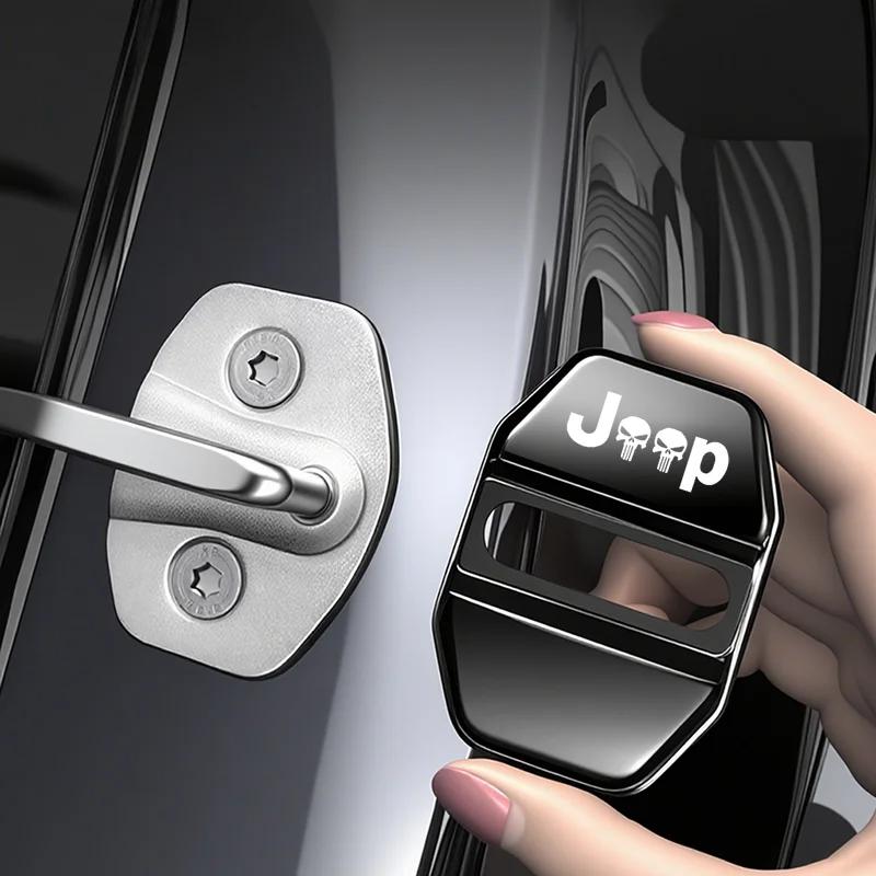 CZY2 4Pcs Zinc Alloy Car Door Lock Cover for Jeep Renegade Wrangler JK JL Grand Cherokee Compass Patriot Auto Interior Accessories