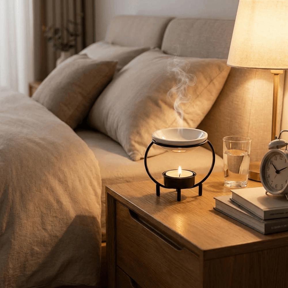 Creative Minimalist Aromatherapy Candle Holder Iron Portable Fragrance Burner Decorative Candle Heating Holder Indoor Use