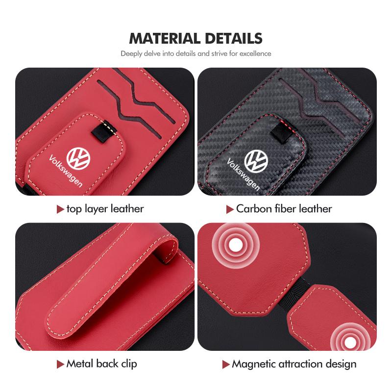 For Volkswagen VW Leather Car Glasses POIUHN7 Clip Sunroof Plate Dual-Clip Eyeglasses Clamp Scirocco Jetta Beetle Golf 4 5 6 Passat Polo