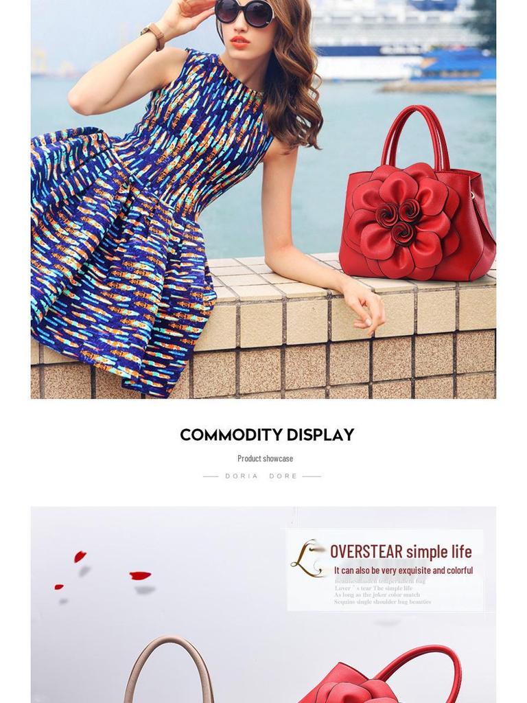 2025 Women's Rose Handbag: Elegant Large Capacity Crossbody & Shoulder Bag