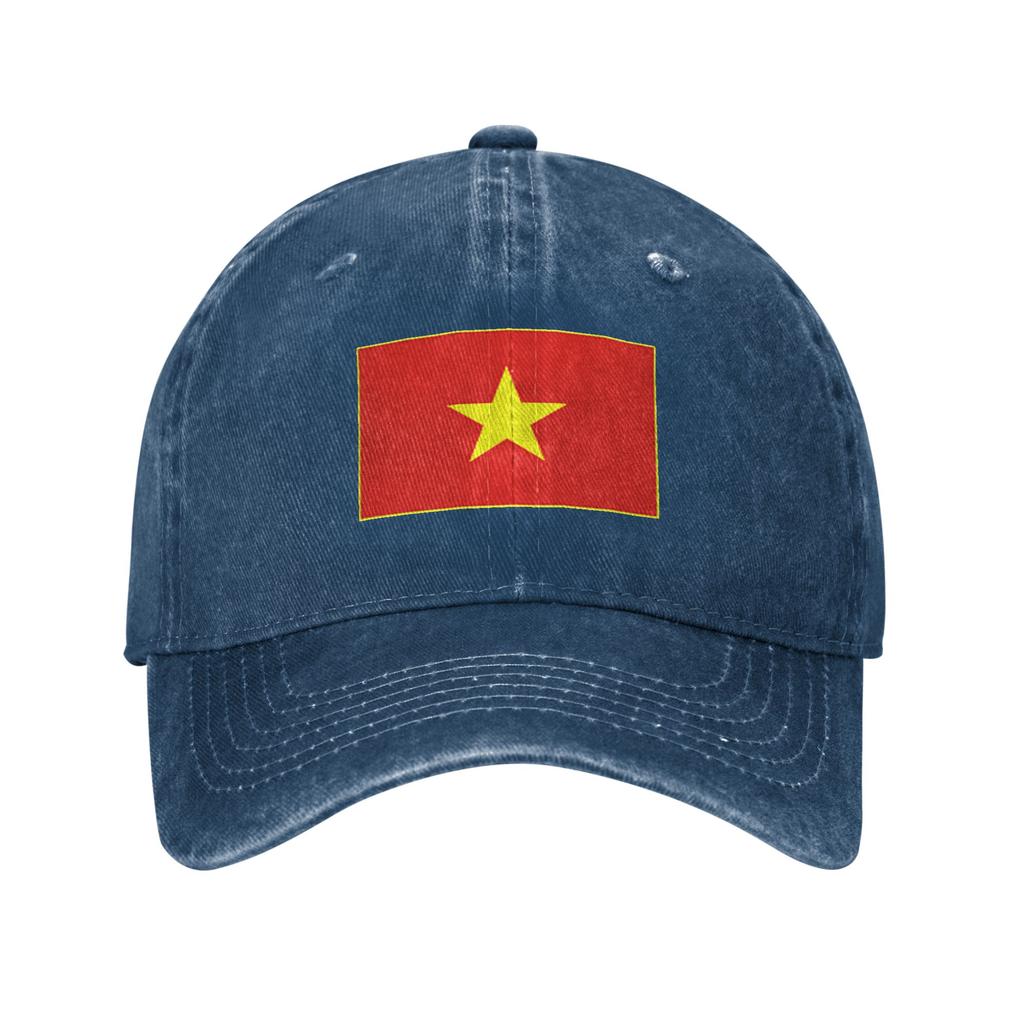 Vietnam Flag Yellow Star Asia Unisex Style Baseball Cap Souvenir Distressed Denim Hats Retro Outdoor Unstructured Soft Snapback