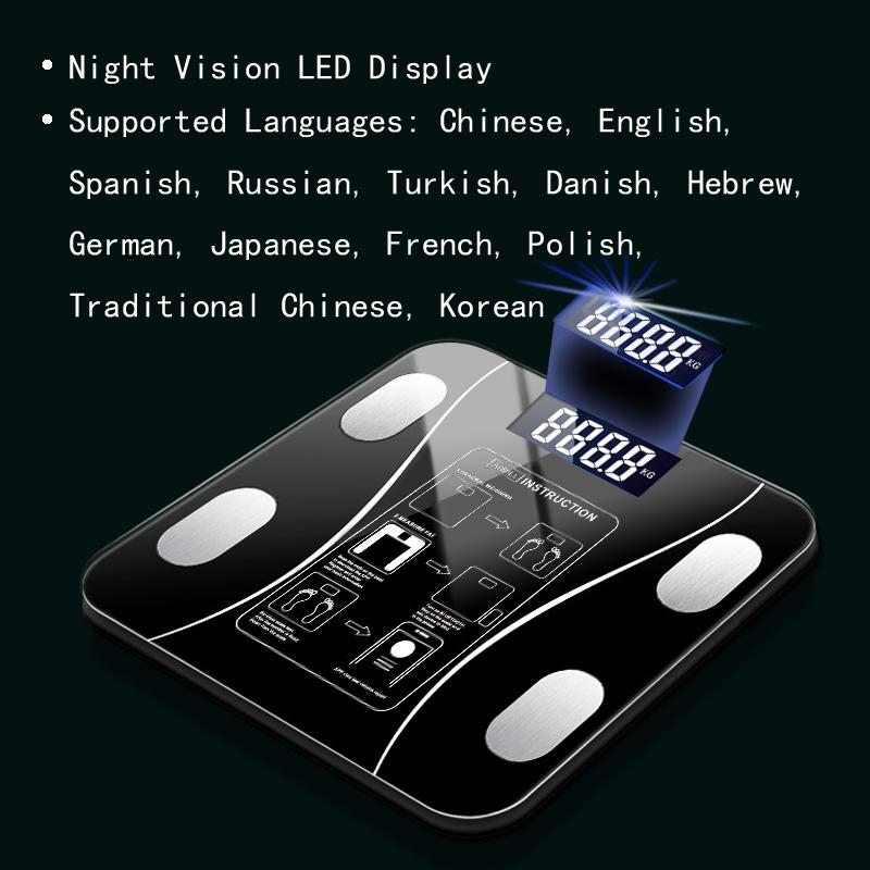 Продам прецизионные черные весы для ванной комнаты, умный электронный анализатор состава ИМТ, Bluetooth-совместимые весы для измерения жира в организме