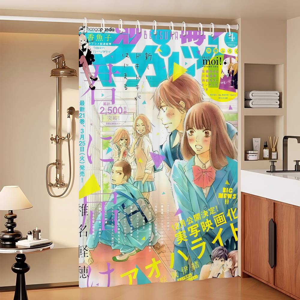 Kimi Ni Todoke Anime Anime 1Pc Printed Shower Curtain Waterproof Washable With 12 Hooks Bathroom Shower Home Use
