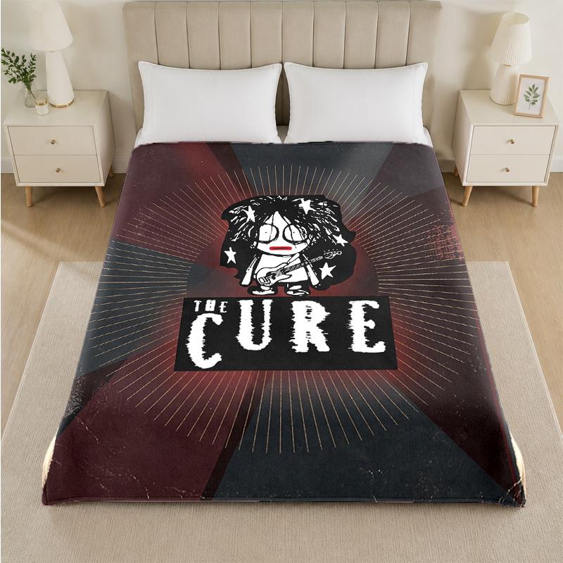 The Cure Print Flannel Blanket Cozy Lightweight Plush Throw Blanket For Bed Sofa Household Use