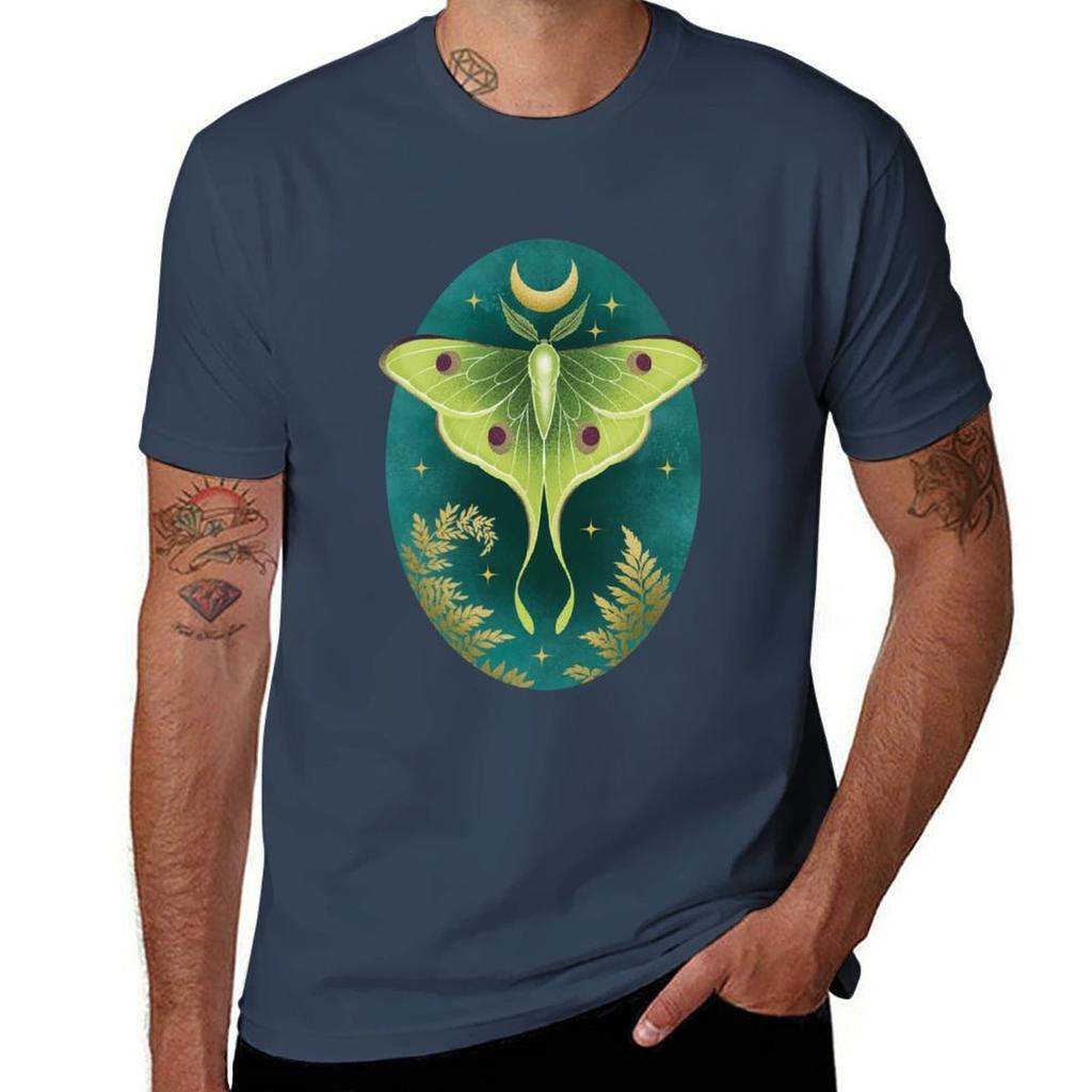 Luna Moth Black Tshirt Sweat Resistant Workout Tee Shirt