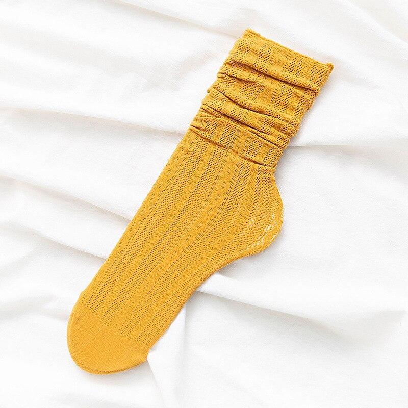 Полые женские носки, хлопковые бархатные мягкие летние тонкие дышащие длинные носки в японском стиле, милые кавайные носки принцессы Харадзюку
