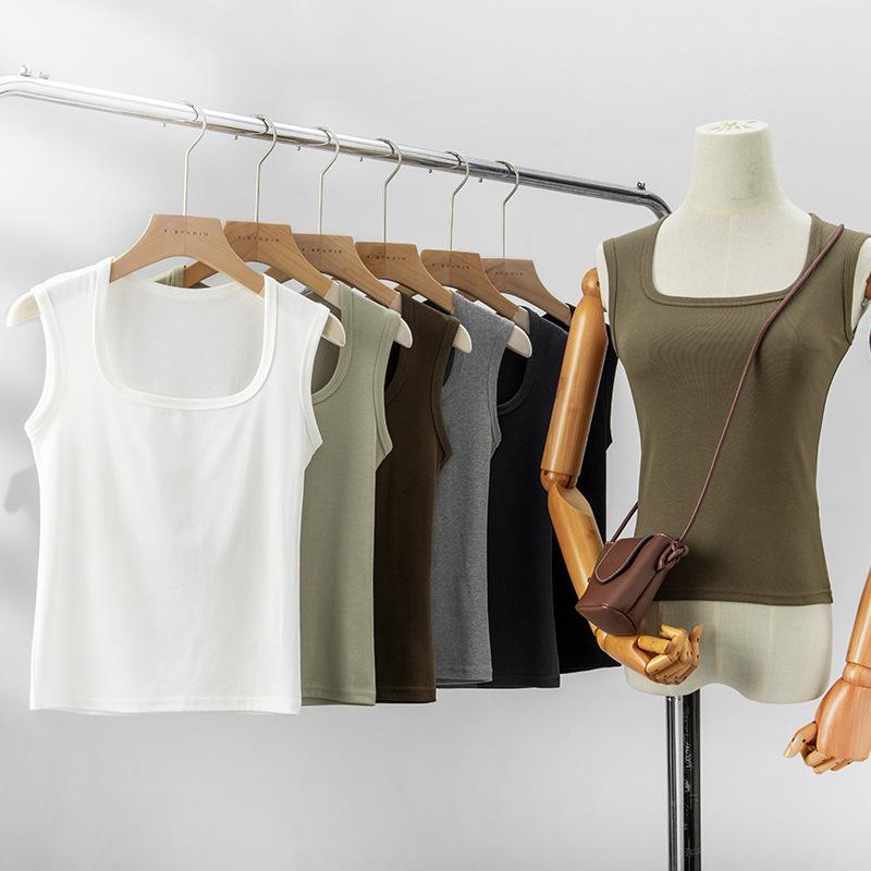 Women's Wide-Strap White Camisole: Pure Cotton, Large Size, All-Season, Beautiful Back Design, Side-Breast Coverage, Inner and Outer Wear.