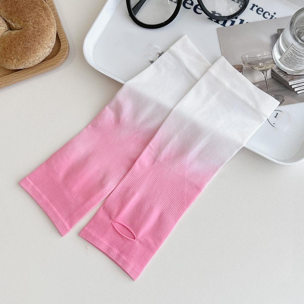 Spandex Ice Silk Arm Sleeves Polyester Sun Protection Arm Cover Gradient Color Sleeve  Beach