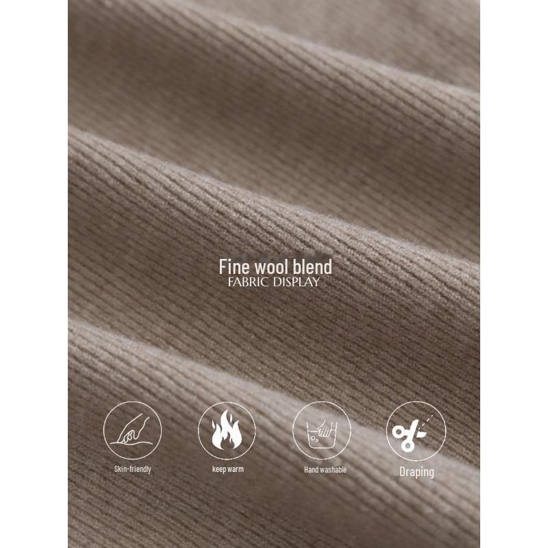 Синан Шерстяной Свитер с Высоким Воротником Универсальный Приталенный SN6661